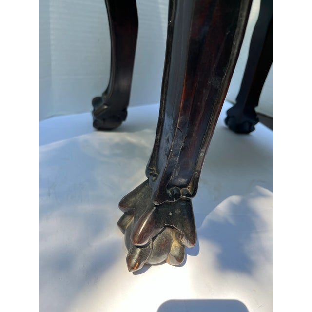 Brown Antique Chinese Carved Wood and Marble Stand For Sale - Image 8 of 10