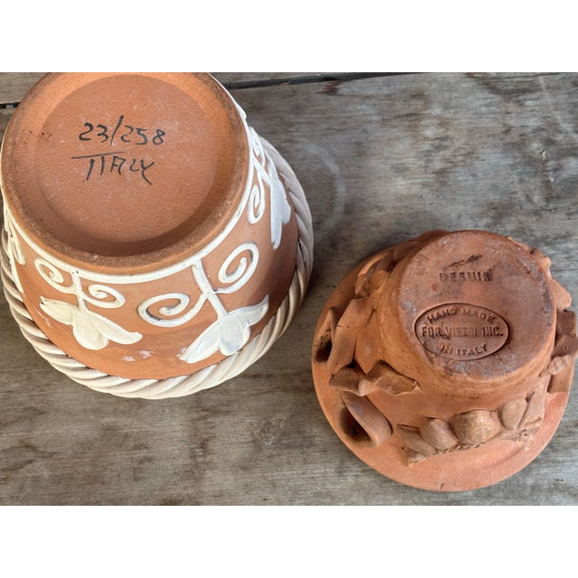 1970s 1970s Italian Terracotta Planter Pots With Designs in Relief For Sale - Image 5 of 6