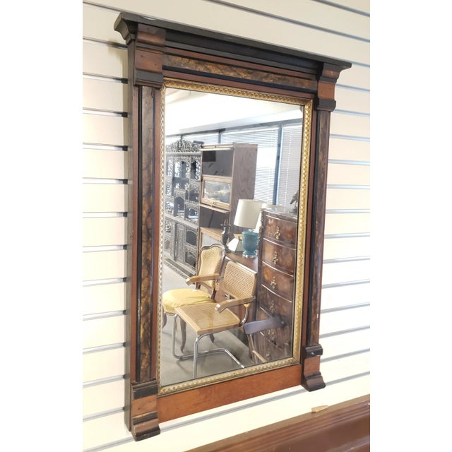 Brown 1890s American Classical Parcel Ebonized Mahogany Wall Mirror For Sale - Image 8 of 10