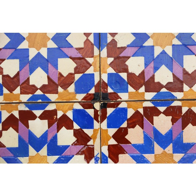 19th Century Set of Four Geometric Mediterranean Large Tiles, Portuguese For Sale - Image 9 of 15