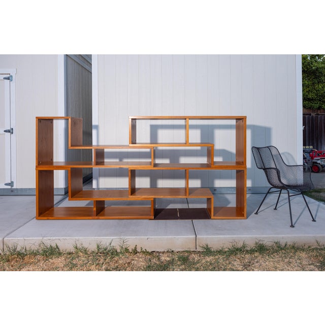Vintage Scandinavian Teak Modular Puzzle Wall Unit Room Divider, 4 Pieces For Sale - Image 10 of 18