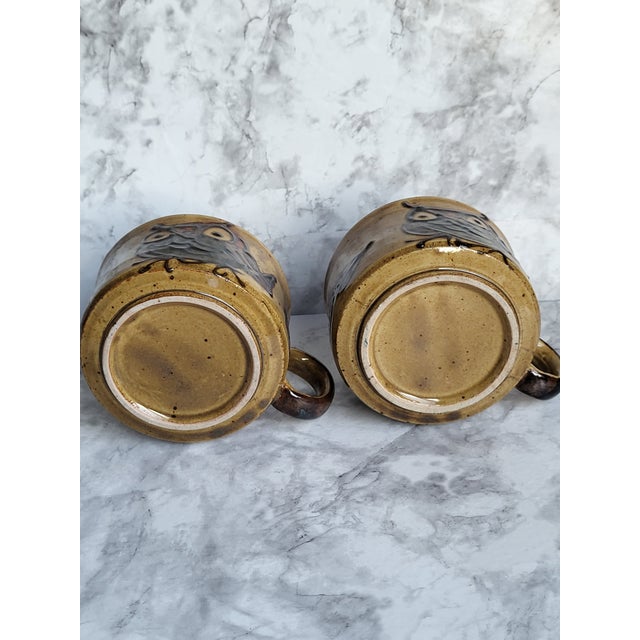 Mid-Century Modern 1960s Mid-Century Modern Owl Ceramic Cups - Pair For Sale - Image 3 of 12