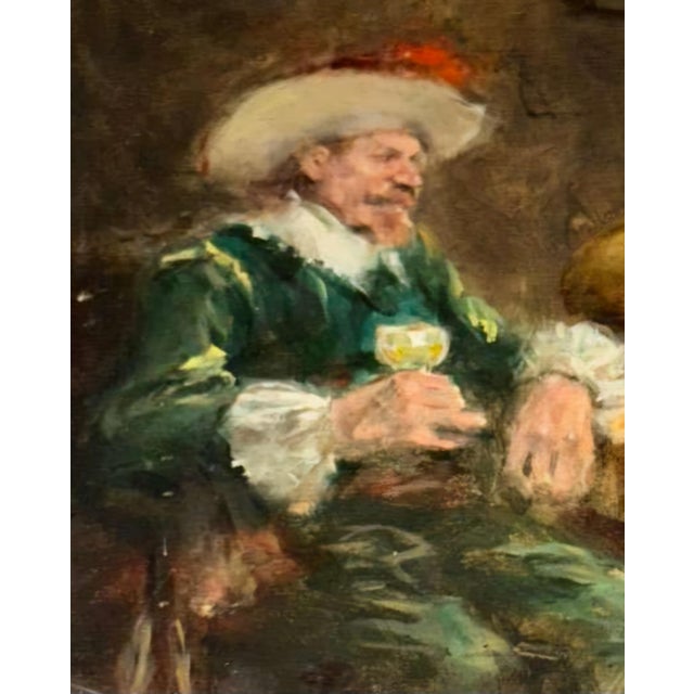 19th Century Signed Oil on Panel – Dutch Golden Age Manner Tavern Scene, 19th Century. For Sale - Image 5 of 15