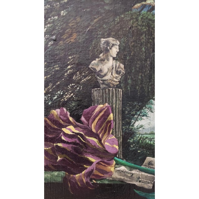 Green Landscape of Classical Sculptures Overlooking a Lush Country by Robert Franke C.1950s For Sale - Image 8 of 12