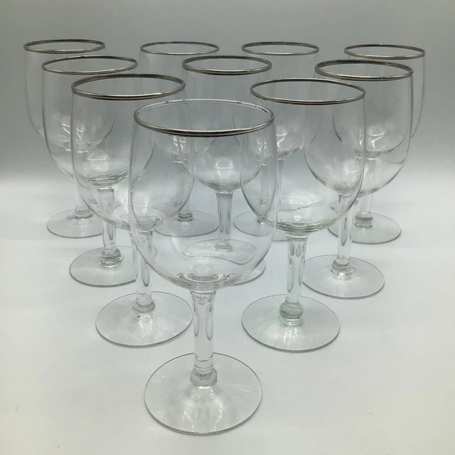 Platinum Rim Crystal Wine/Water Glasses-Set of 10 For Sale - Image 13 of 13