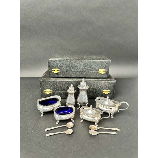 Mid 20th Century Lot of 2 Sets of Harrods Sterling Silver Salt & Pepper Cellars For Sale - Image 4 of 5