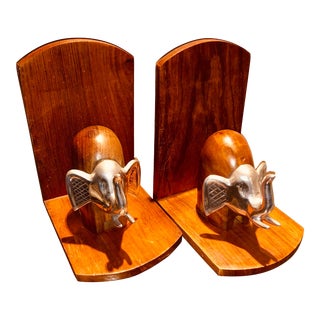 Vintage Elephant Bookends - a Pair For Sale