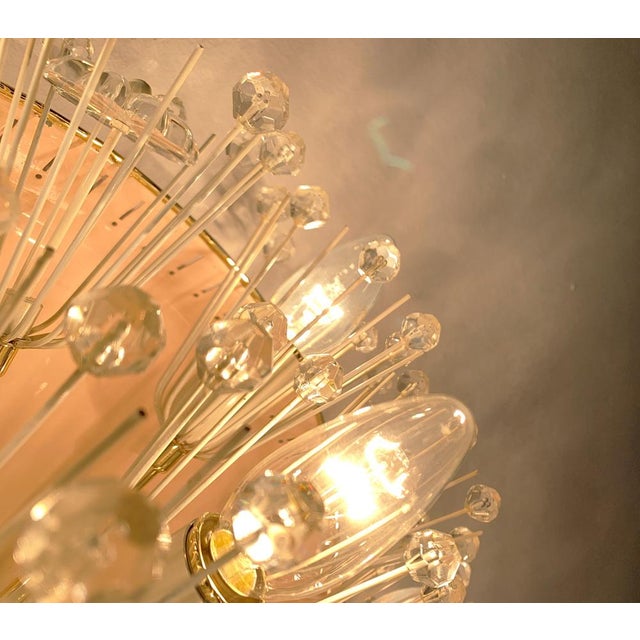 Cream Austrian Flower Snowflake Ceiling Lamp by Emil Stejnar for Rupert Nikoll, Vienna, Austria, 1950s For Sale - Image 8 of 18