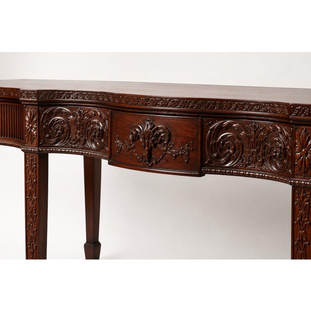Italian Neoclassical Style Carved Mahogany W/ Ram Sideboard or Console Table For Sale - Image 4 of 12
