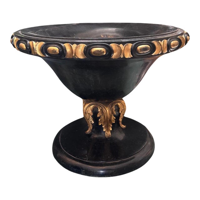 Empire Style Neoclassical Black & Gold Marble Urn - 1 of 2 For Sale