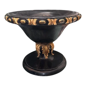 Empire Style Neoclassical Black & Gold Marble Urn - 1 of 2