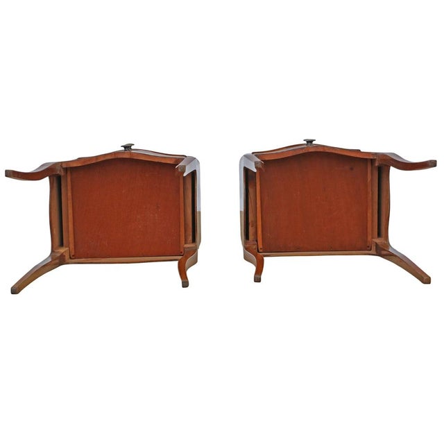 Brown Vintage Walnut and Chestnut Bedside Tables, 1930s, Set of 2 For Sale - Image 8 of 10