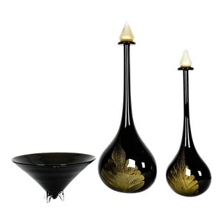 Large Mid Century Modern Art Deco Style Murano Glass Pieces - Set of 3 For Sale