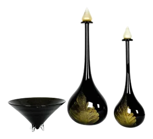 Large Mid Century Modern Art Deco Style Murano Glass Pieces - Set of 3