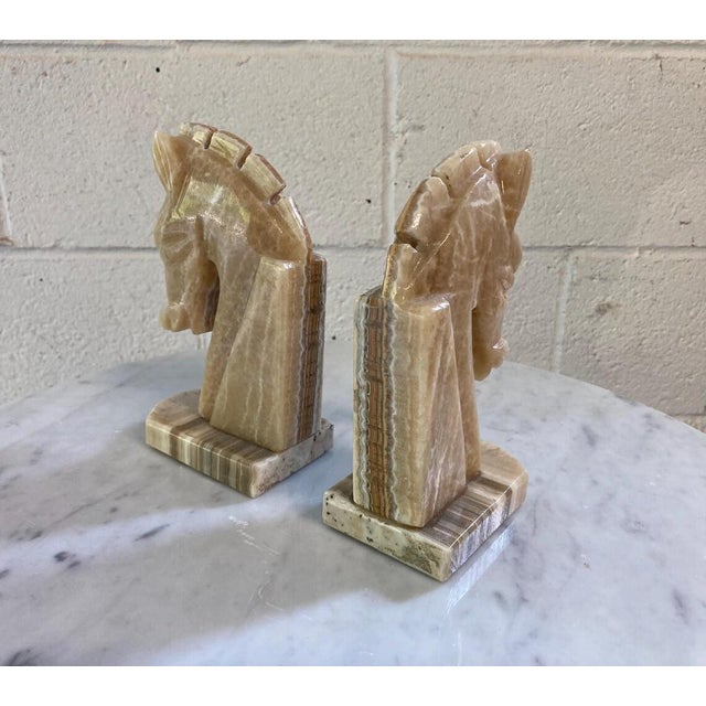 Pair of Vintage Mid Century Stone Horse Head Bookends For Sale - Image 4 of 6
