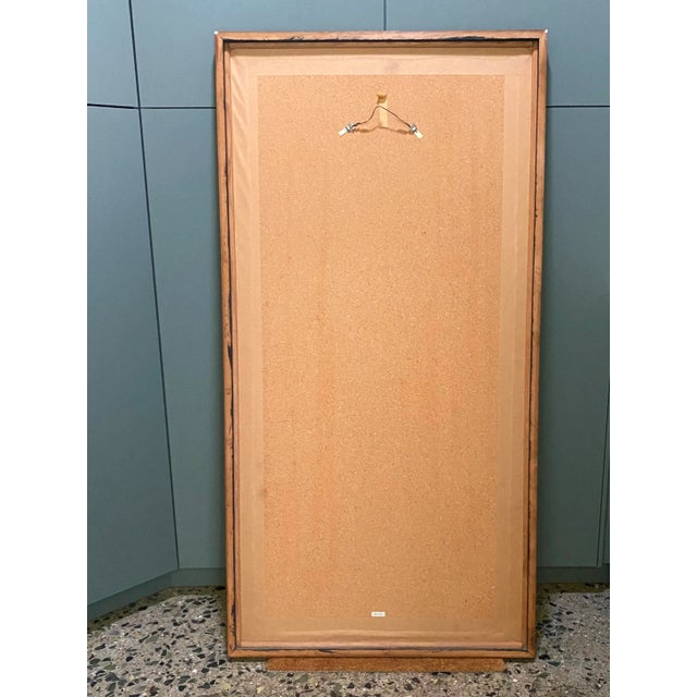 1960s Raul Coronel Stoneware Designs Inc. Ceramic Mosaic Nesting Birds Mosaic on Burlap With Walnut Frame For Sale - Image 9 of 10