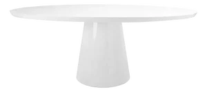 Matthew Izzo Home Jefferson 86" Oval Glossy White Lacquer Pedestal Dining Table