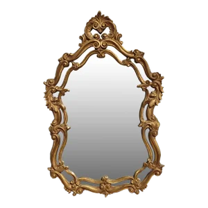 Vtg Large Gold Wall Mantle Mirror French Rococo Louis XVI ~ Ornate Flourishes