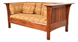 Stickley Mission Arts and Crafts Cherry Wood Prairie Spindle Settle Sofa