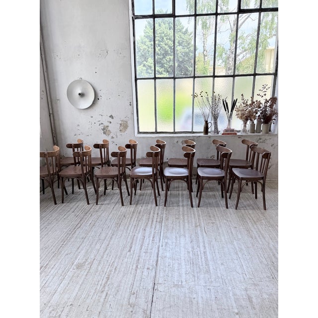 Walnut Bistro Chairs, 1970s, Set of 14 For Sale - Image 16 of 18