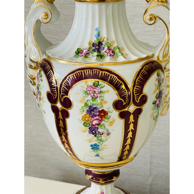 Antique French Regency Porcelain Urn Lamps For Sale - Image 10 of 10