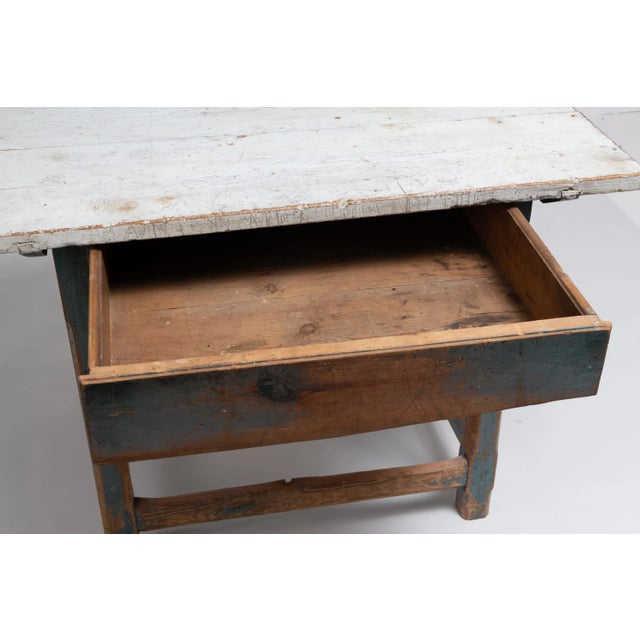Blue 18th-Century Swedish Baroque Country Table For Sale - Image 8 of 13