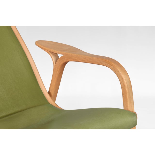 Vintage Lamino Lounge Chair in Olive Green Leather by Yngve Ekström for Swedese For Sale - Image 5 of 7