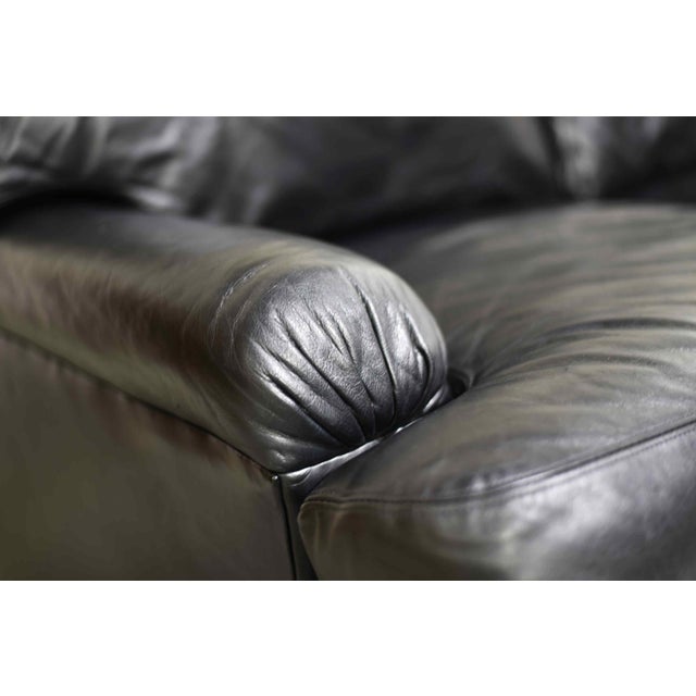Vintage Black Leather 3 Seater Sofa by Hancock and Moore For Sale - Image 9 of 12