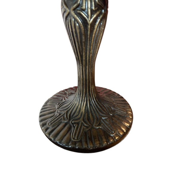 Tiffany Style Stained Glass Table Lamp, 1980 For Sale - Image 3 of 8