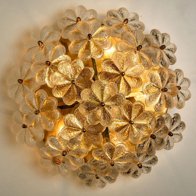 Glass and Brass Floral Wall Light by Ernst Palme, 1970s For Sale - Image 6 of 15