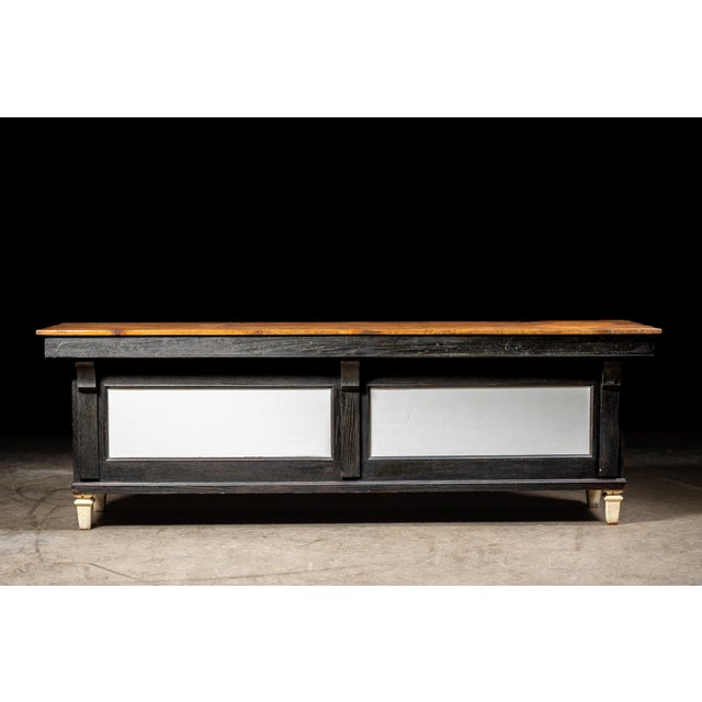 Industrial Early 20th Century Butcher's Counter With Milk Glass Panels For Sale - Image 3 of 11