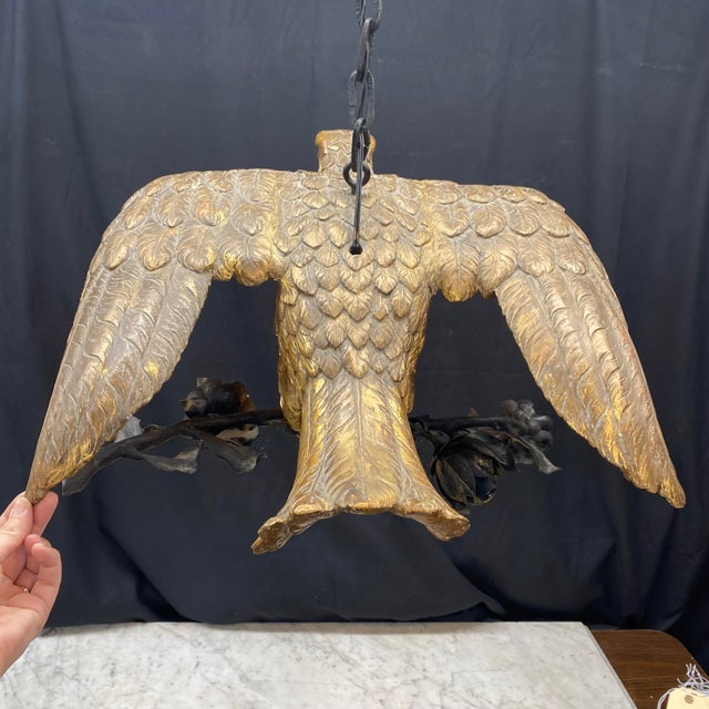 Museum Quality Carved Gold Gilt Eagle Chandelier For Sale In Portland, ME - Image 6 of 14