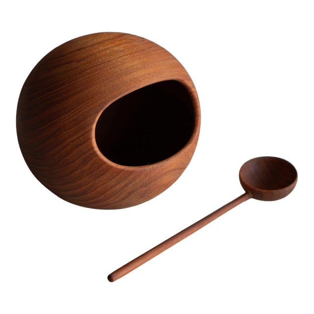 Swedish Teak Nut Bowl & Serving Spoon by Sowe Konst For Sale