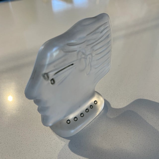 1980s Daum Crystal France Alexandre Fassianos Sculpture Face For Sale - Image 9 of 10