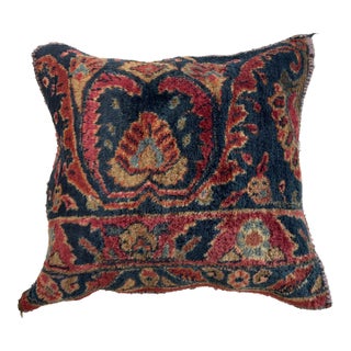Pillow W/Antique Persian Rug Fragment, 1'5" X 1'5" For Sale