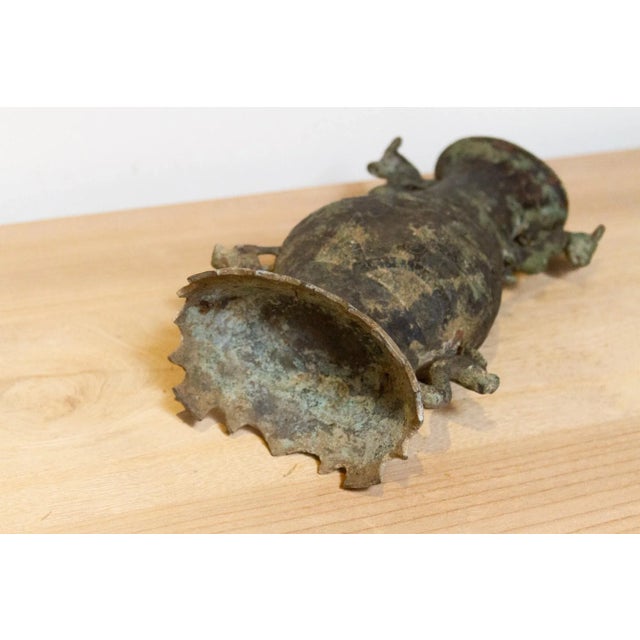 Antique Verdigris Chinese Bronze Vase For Sale In Los Angeles - Image 6 of 8