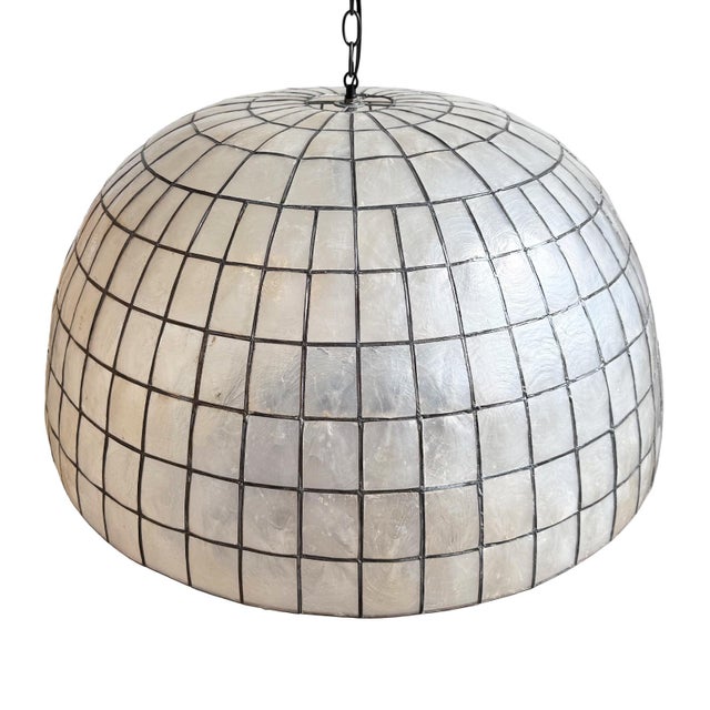 Capiz Shell Dome Chandelier Pendant Light For Sale - Image 9 of 13