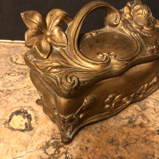 Metal Early 20th Century Art Nouveau Rose Box For Sale - Image 7 of 8