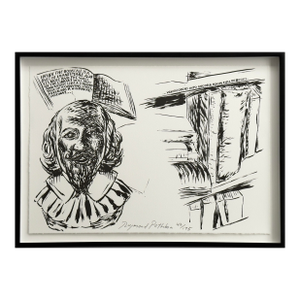 Raymond Pettibon - Untitled (Inside the Bookcase…) Lithograph, Signed (Framed)