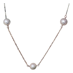 Akoya Pearl Necklace 14 Karat Gold Women Certified