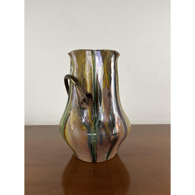 Art Nouveau Ceramic and Metal Vase, 1940s For Sale - Image 9 of 9