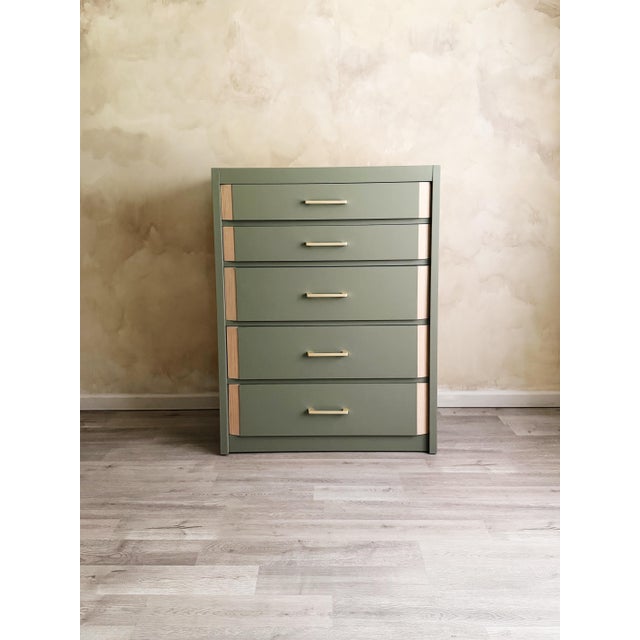 Sage Green Tall Dresser This stunning mid-century modern dresser is a true masterpiece, beautifully constructed and...