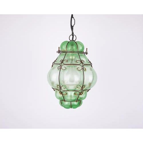 Metal Venetian Murano Style Glass Pendant Light, 1960s For Sale - Image 7 of 8