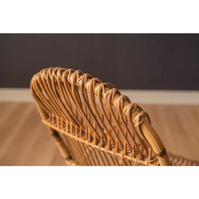 Vintage Sculptural Franco Albini Style High Back Bamboo Rocking Chair For Sale - Image 11 of 18