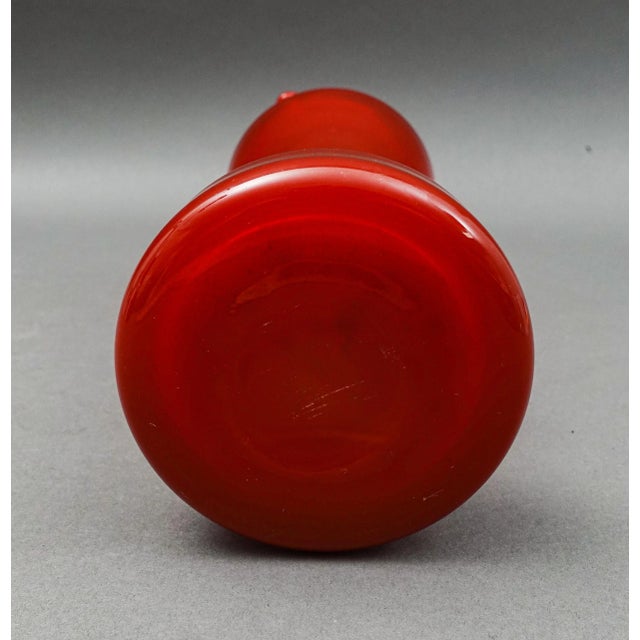 Glass Vintage Mid-Century Italian Red Flame Art Glass Handled Sculptural Pitcher For Sale - Image 7 of 8