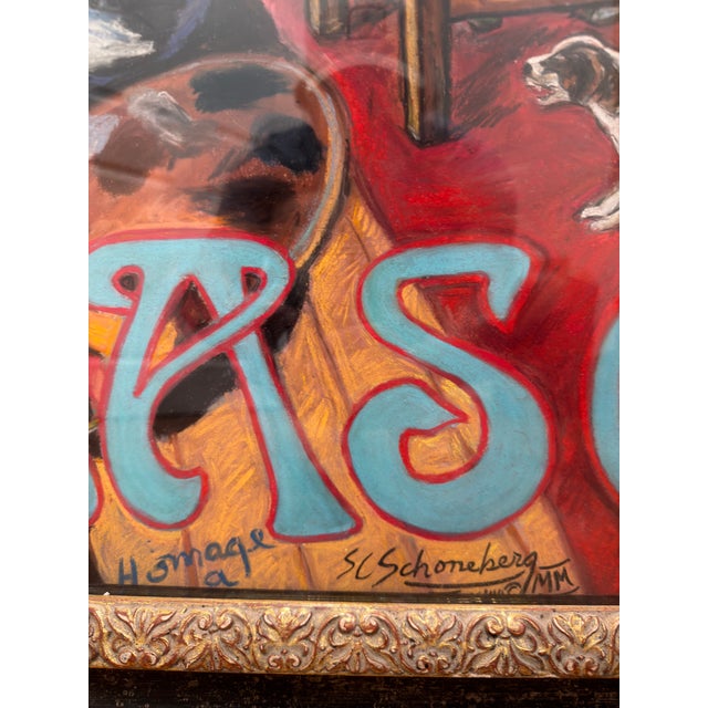 Original Schoneberg Pastel Painting in Custom Jerry Solomon Giltwood Frame For Sale - Image 4 of 5