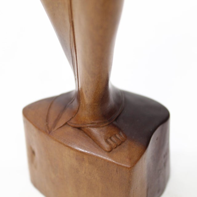 1950s Indonsian Handcarved Wood Figure of Moon Goddess For Sale - Image 10 of 11