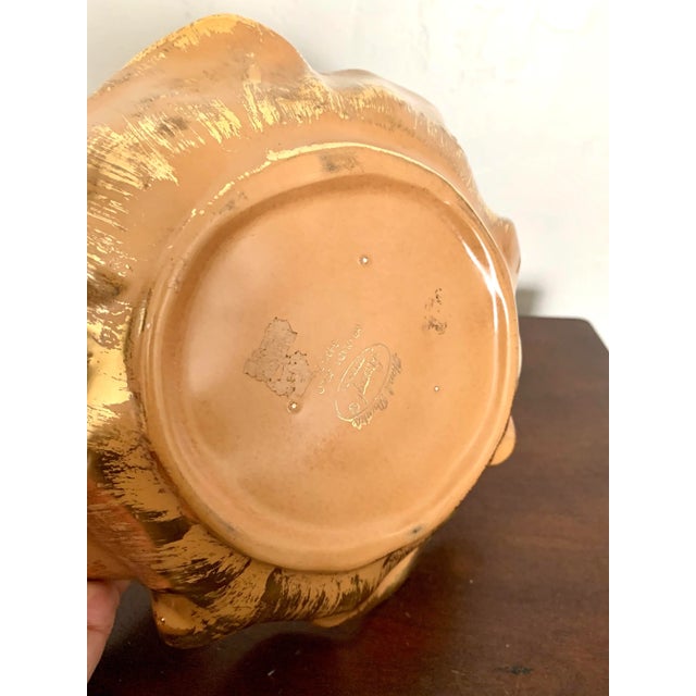 Hollywood Regency Vintage Stangl Hand Painted Gilt Ceramic Flower Shaped Bowl For Sale - Image 3 of 6