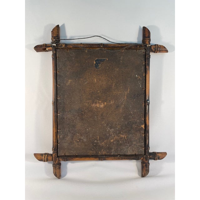 1920s French Faux Bamboo Wooden Wall Mirror For Sale - Image 6 of 11