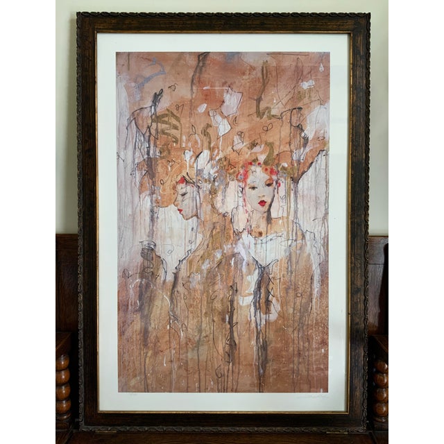 Marta Wiley "Renaissance Sepia I" Hand Embellished Off Set Lithograph on Paper.. Pencil Signed and numbered by artist....